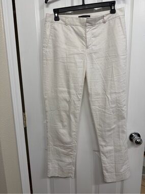 Banana Republic Lightweight White Linen Blend Ankle Pants